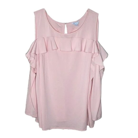 ❤️ 🆕 BOUTIQUE flounce Cold Shoulder Blouse Size 1X - Picture 5 of 5